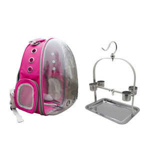 1PCS New pet supplies Backpack with Bird stand transparent case parrot toys pet bird  travel bird