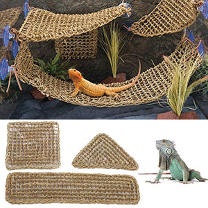 Seaweed Lizard Hammock Swing Pet Lounger Reptile Toy Hanging Bed Mat Small Hermit Crabs Geckos Bed Mats Pet Reptile Accessories