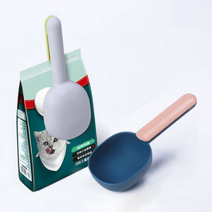 Pet Cat Dog Food Shovel Mutli-function Feeding Scoop Spoon with Sealing Bag Clip Creative Measuring Cup